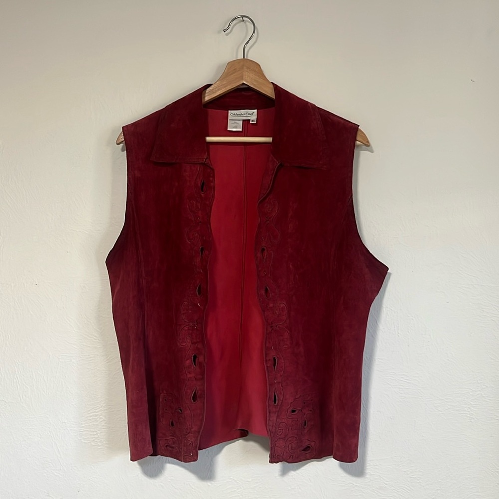 Red western style leather vest